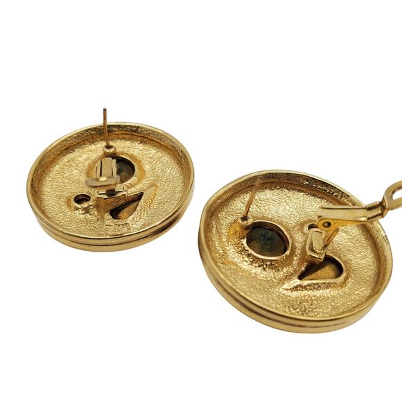 Givenchy Gold Tone Earrings Designer Runway Faux Jewel Crystal Stones Statement - Picture 11 of 11